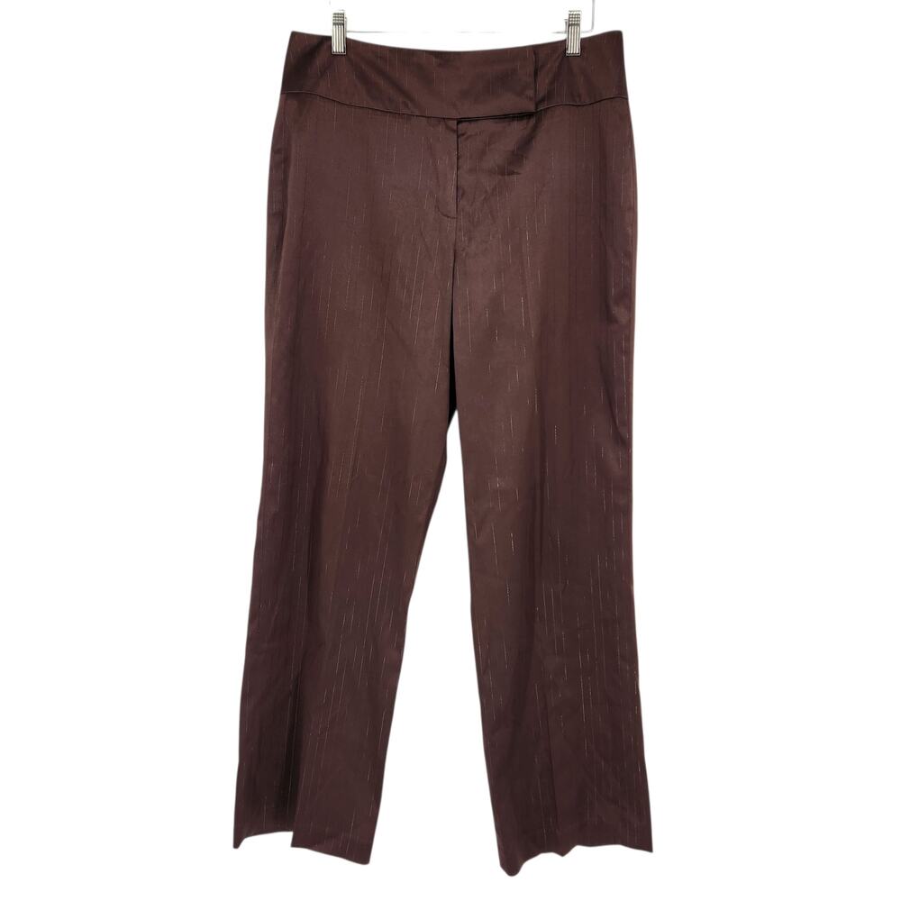Signature by Larry Levine Brown Pinstripe Dress Pants – Size 10 - Satin Vintage
